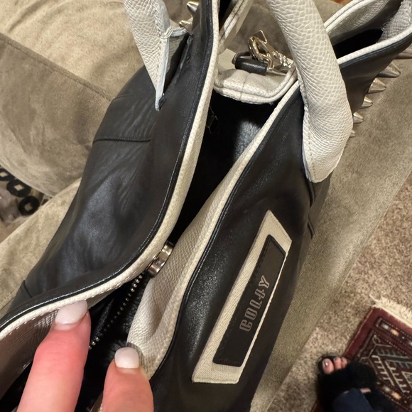 Black and Cream Studded Tote Bag - Picture 6 of 12